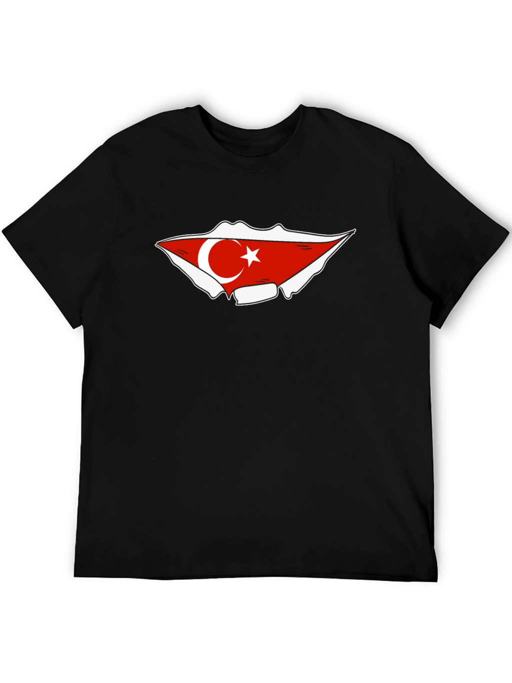 Turkish Flag Graphic Tee - Black Cotton T-Shirt