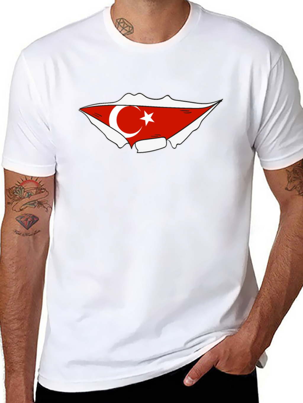 Turkish Flag Graphic Tee - Black Cotton T-Shirt