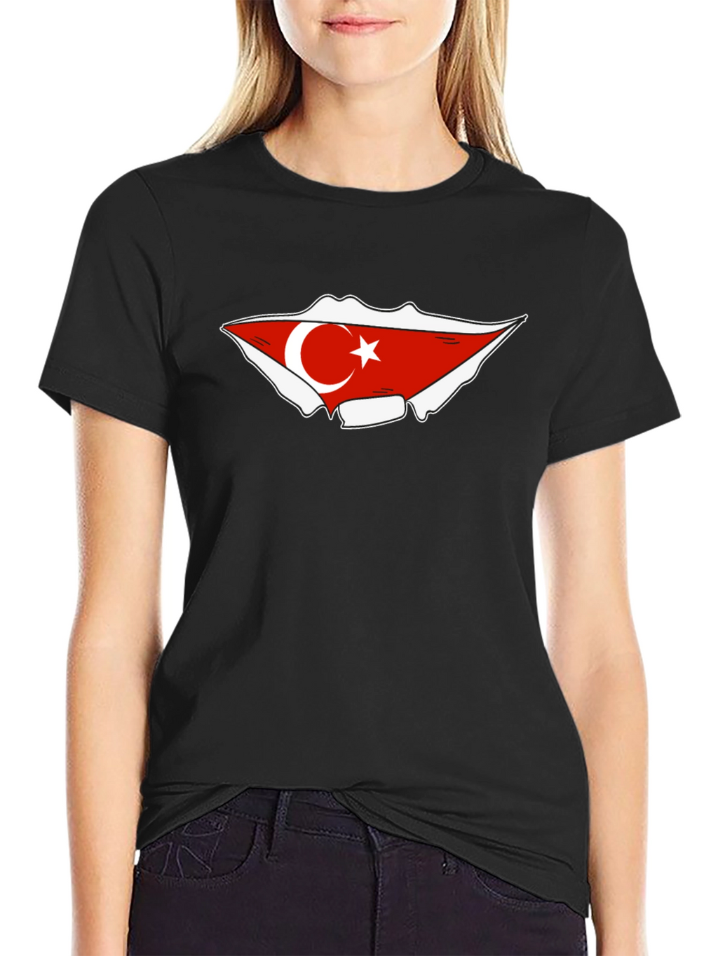 Turkish Flag Graphic Tee - Black Cotton T-Shirt