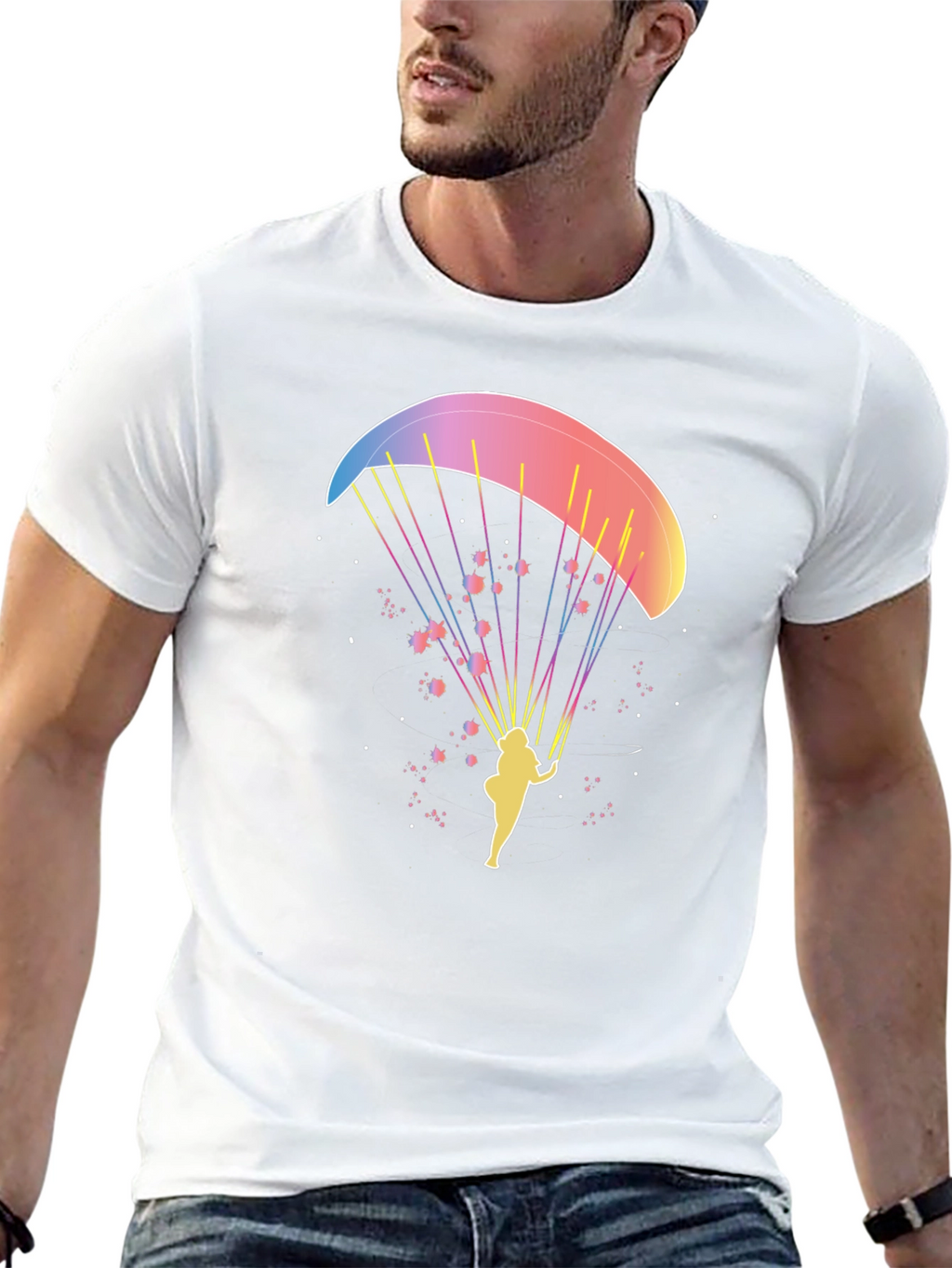 Paragliding Graphic Tee - Black Cotton T-Shirt