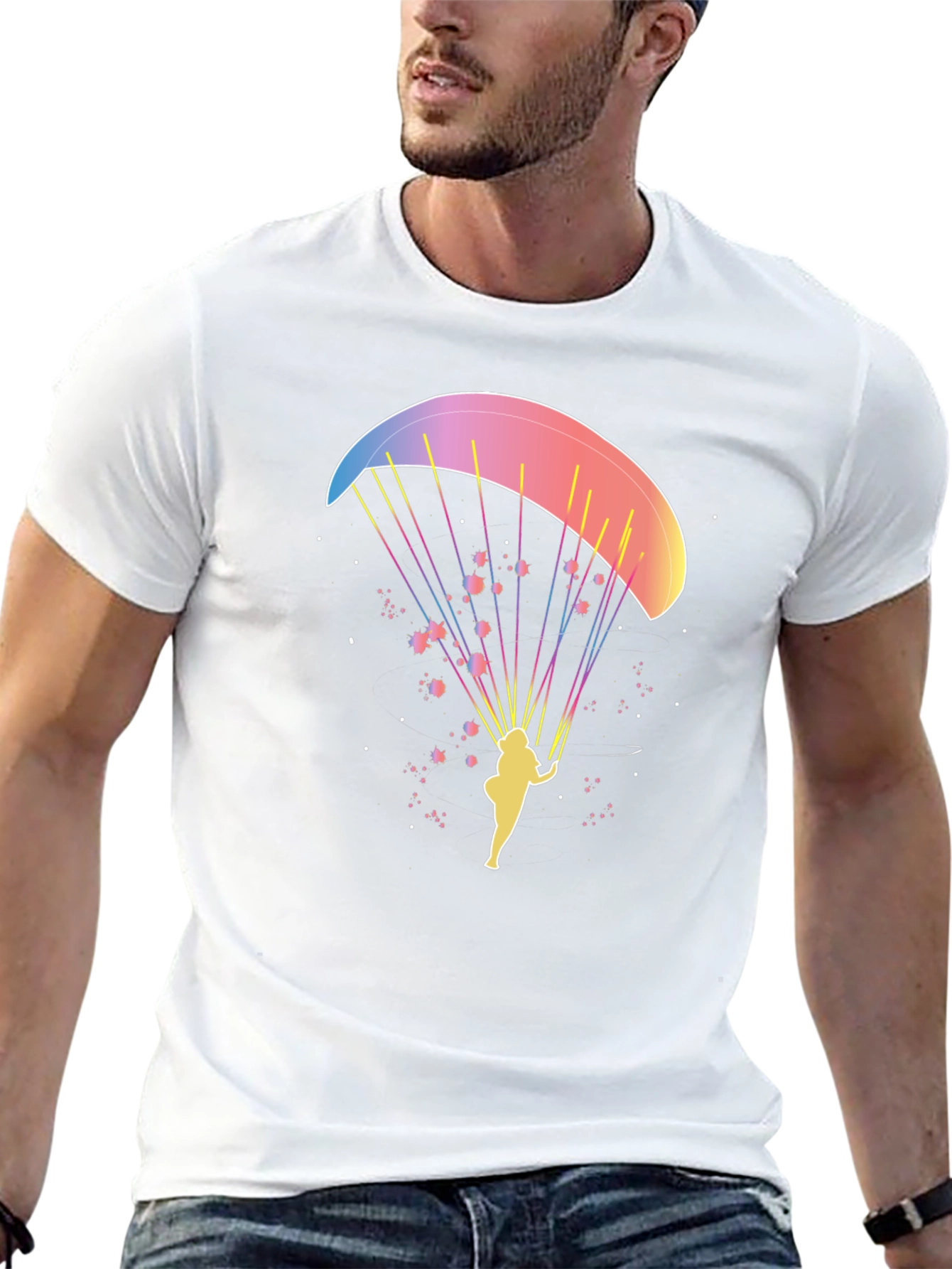 Paragliding Graphic Tee - Black Cotton T-Shirt