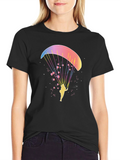 Paragliding Graphic Tee - Black Cotton T-Shirt
