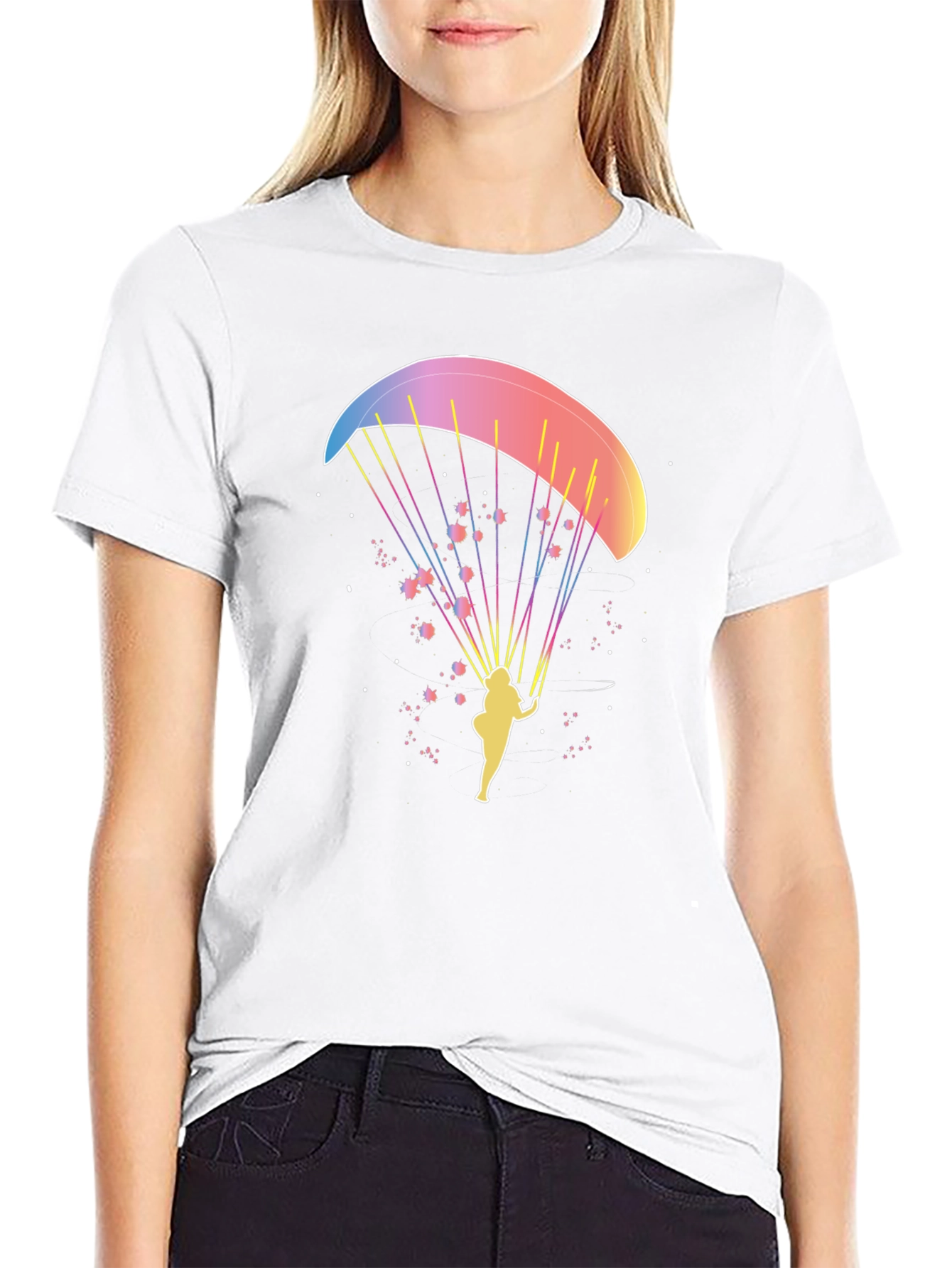 Paragliding Graphic Tee - Black Cotton T-Shirt