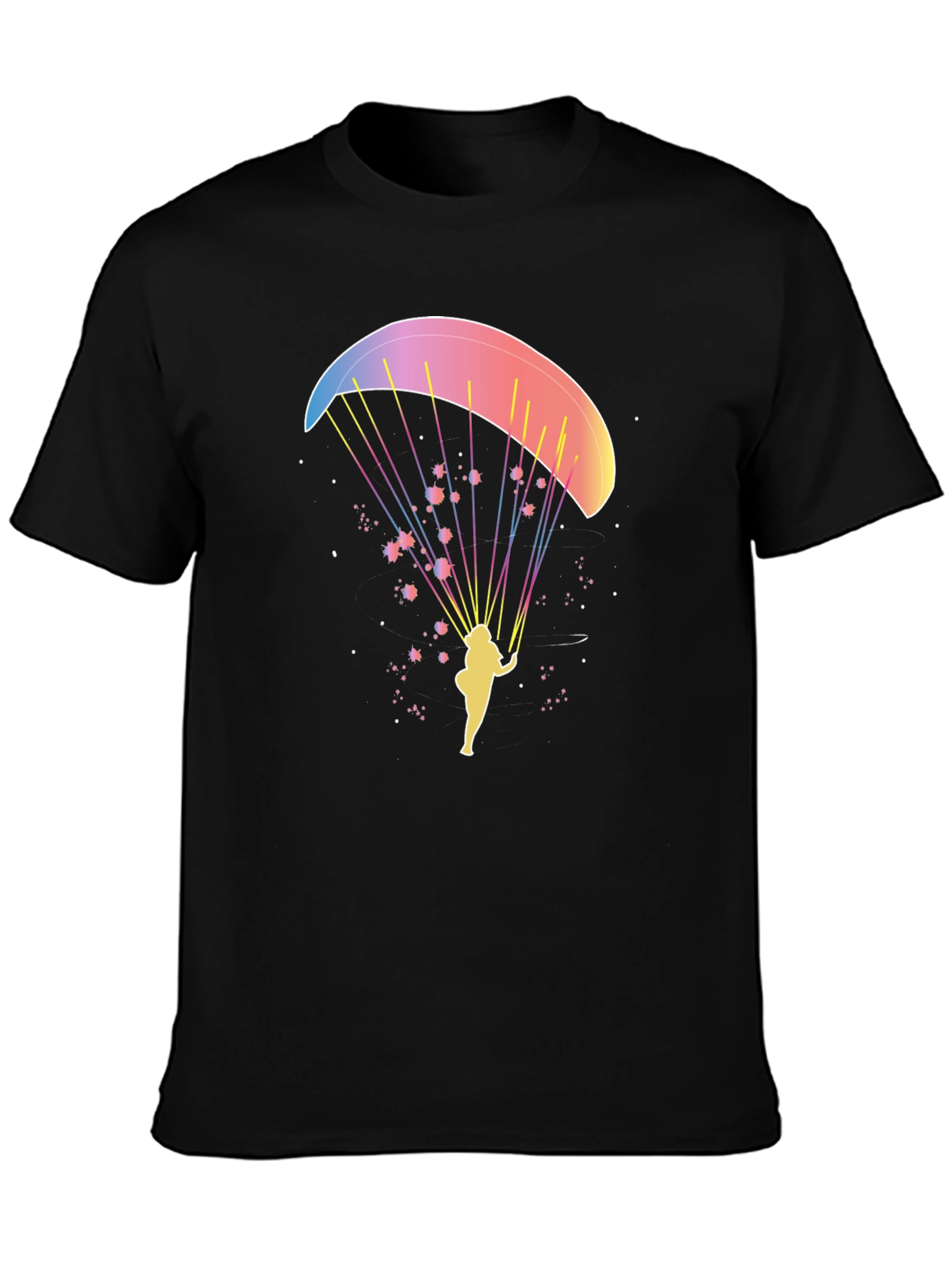 Paragliding Graphic Tee - Black Cotton T-Shirt