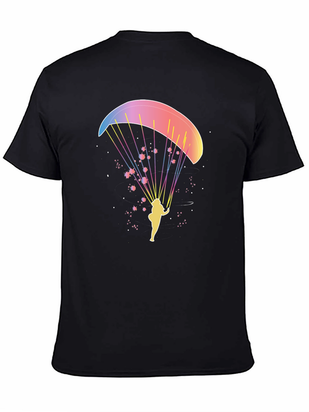 Paragliding Graphic Tee - Black Cotton T-Shirt