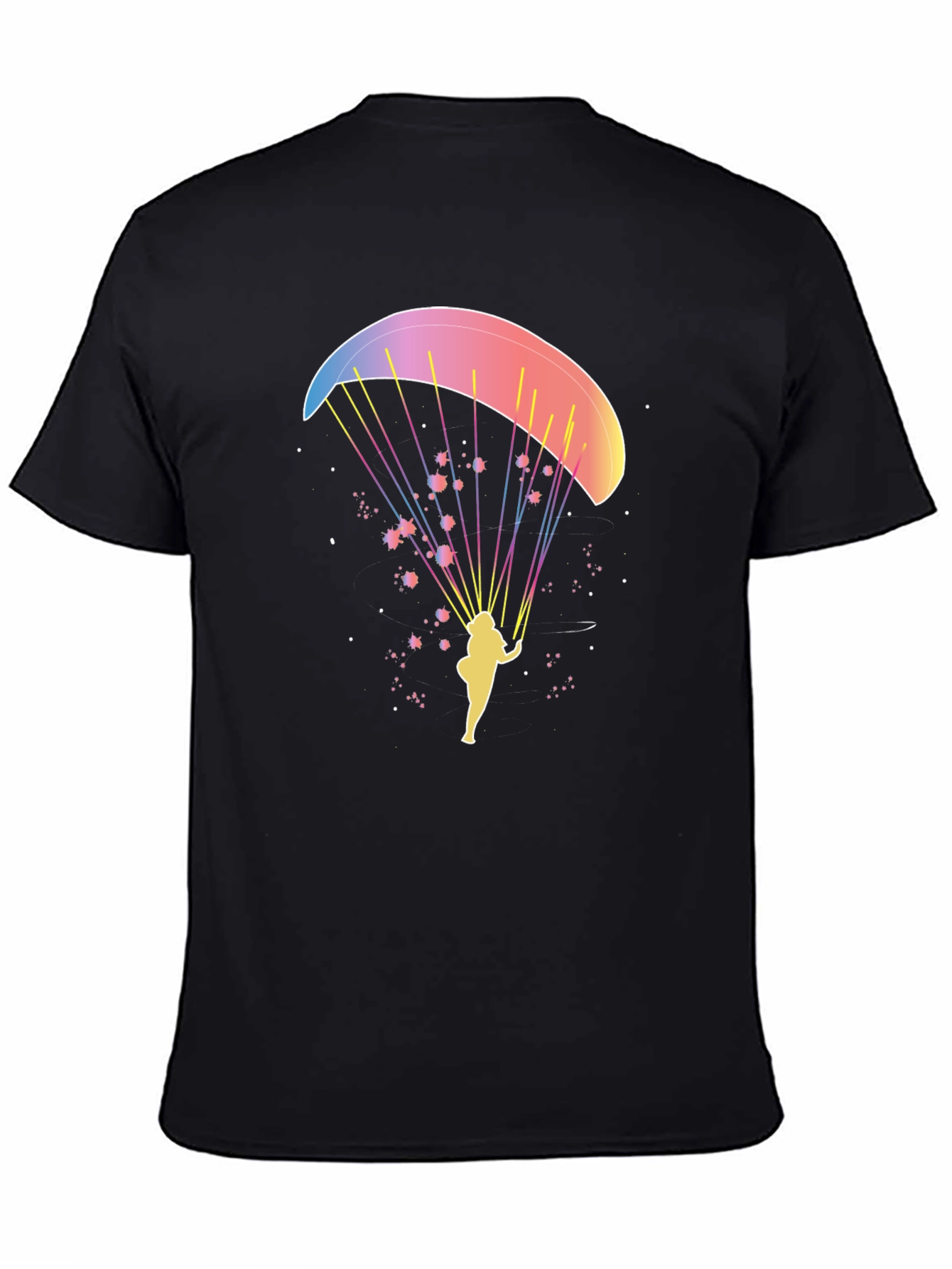 Paragliding Graphic Tee - Black Cotton T-Shirt