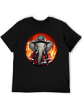 Elephant Firefighter T-Shirt - Unique Graphic Tee