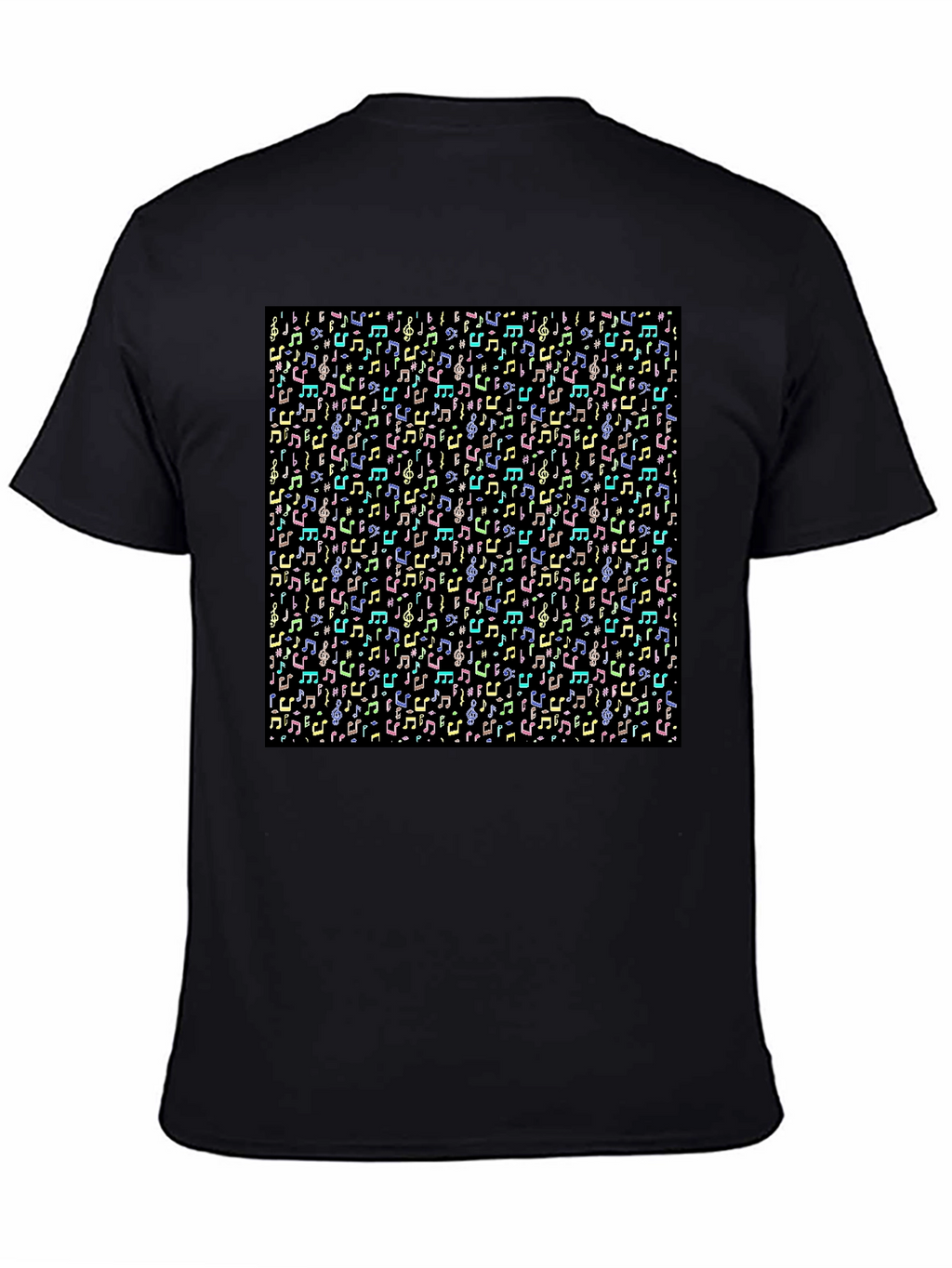 Musical Notes Pattern T-Shirt - Black