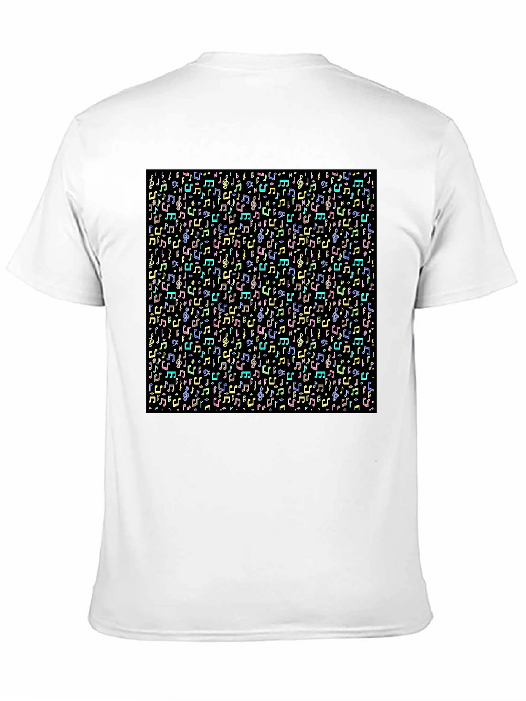 Musical Notes Pattern T-Shirt - Black