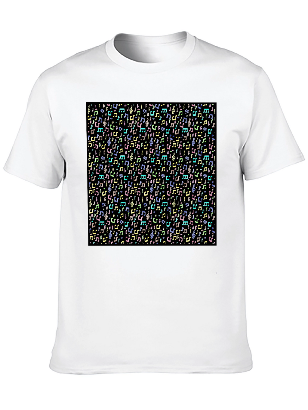 Musical Notes Pattern T-Shirt - Black