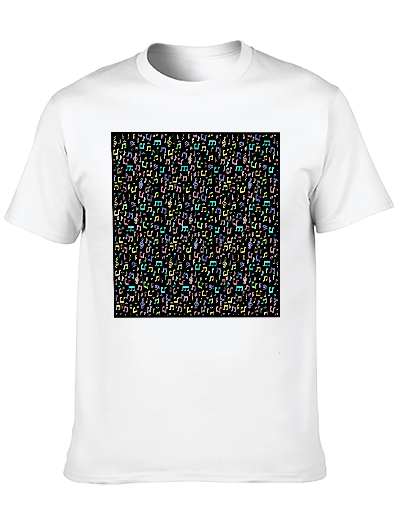 Musical Notes Pattern T-Shirt - Black