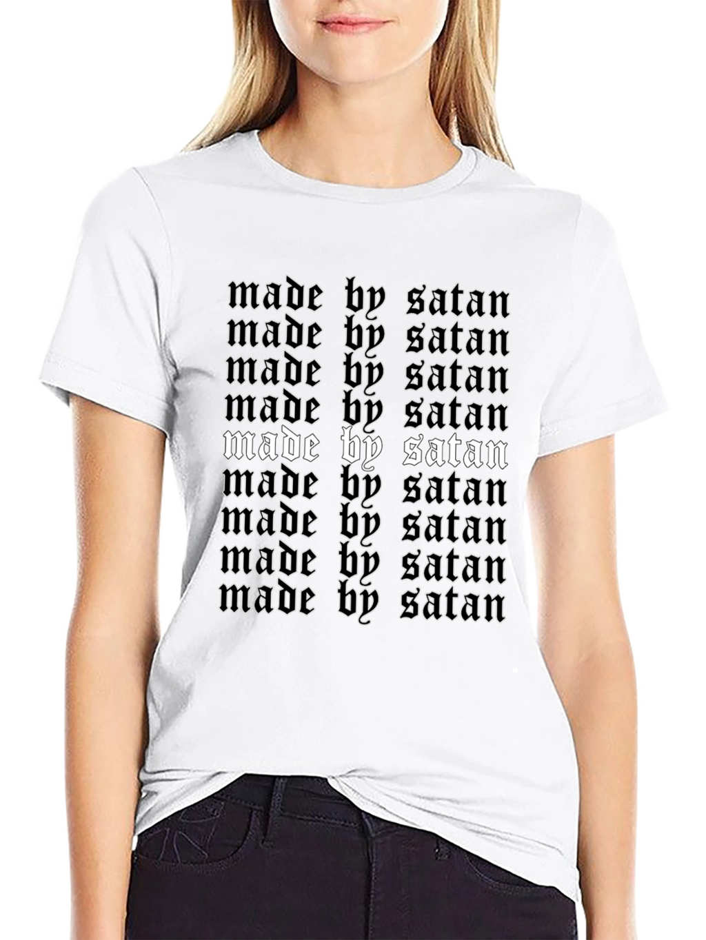 Made by Satan T-Shirt - Gothic Text Design