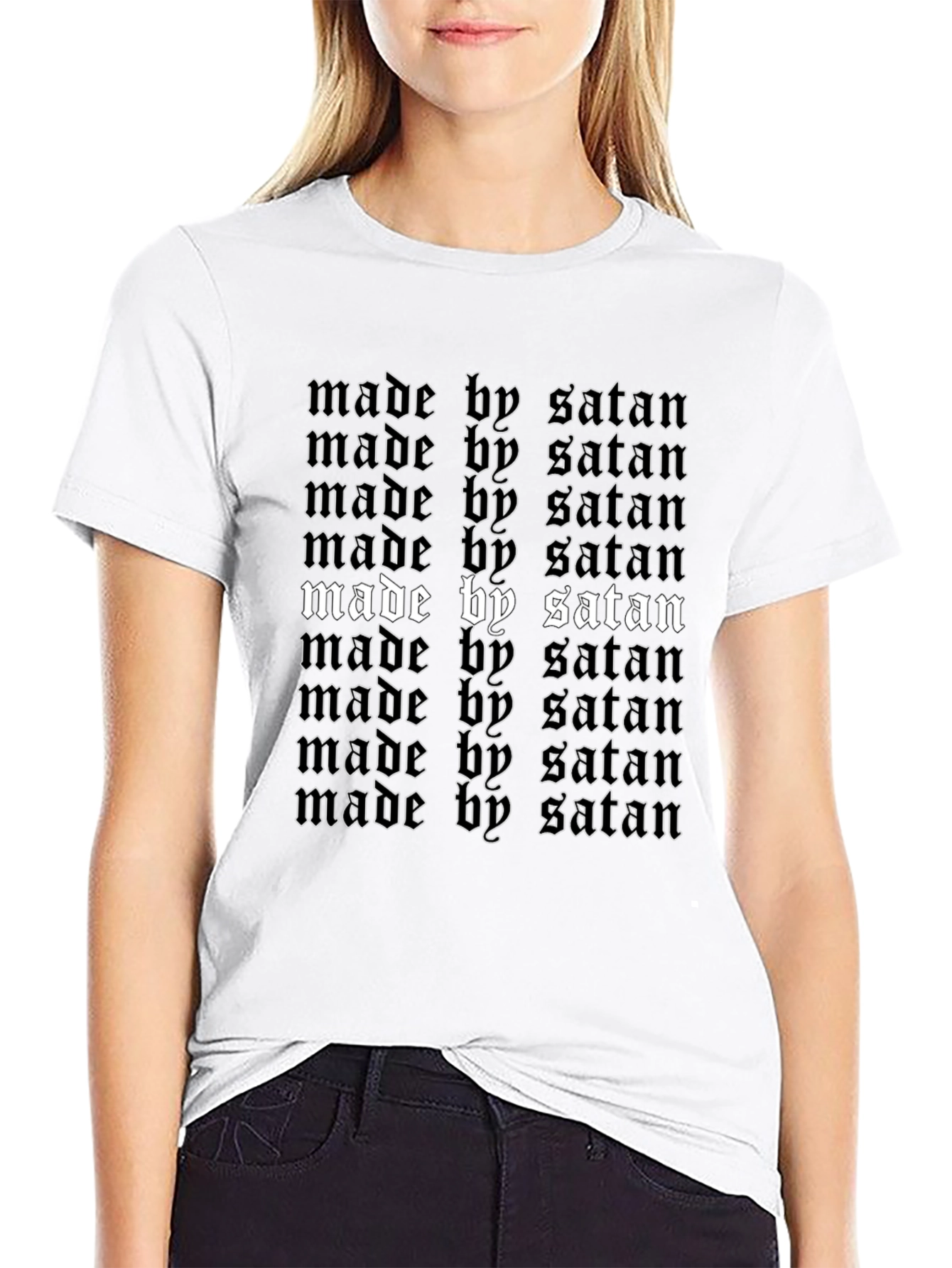 Made by Satan T-Shirt - Gothic Text Design