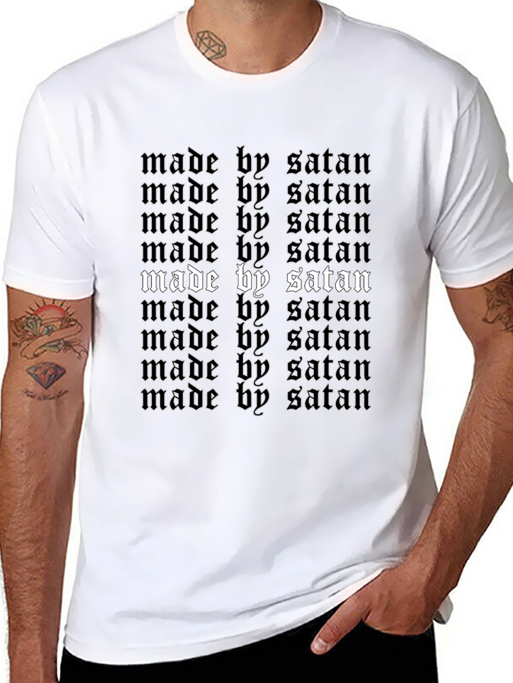 Made by Satan T-Shirt - Gothic Text Design