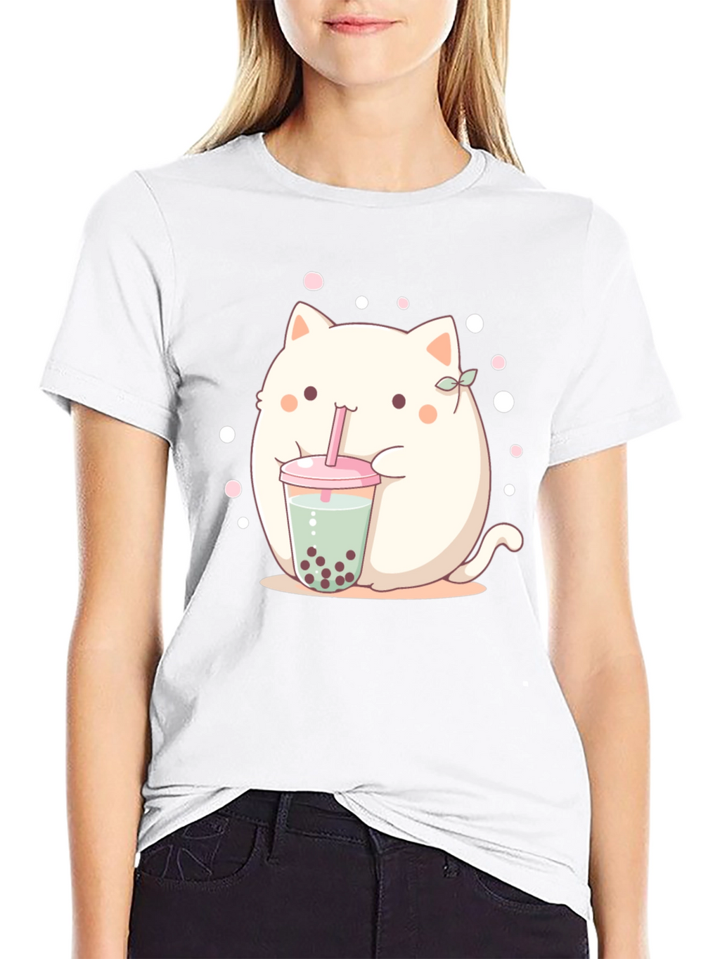 Cute Boba Cat T-Shirt - Kawaii Style