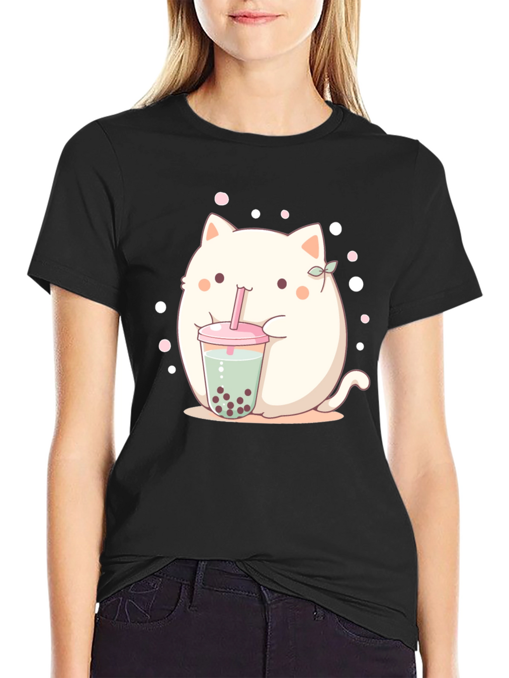 Cute Boba Cat T-Shirt - Kawaii Style