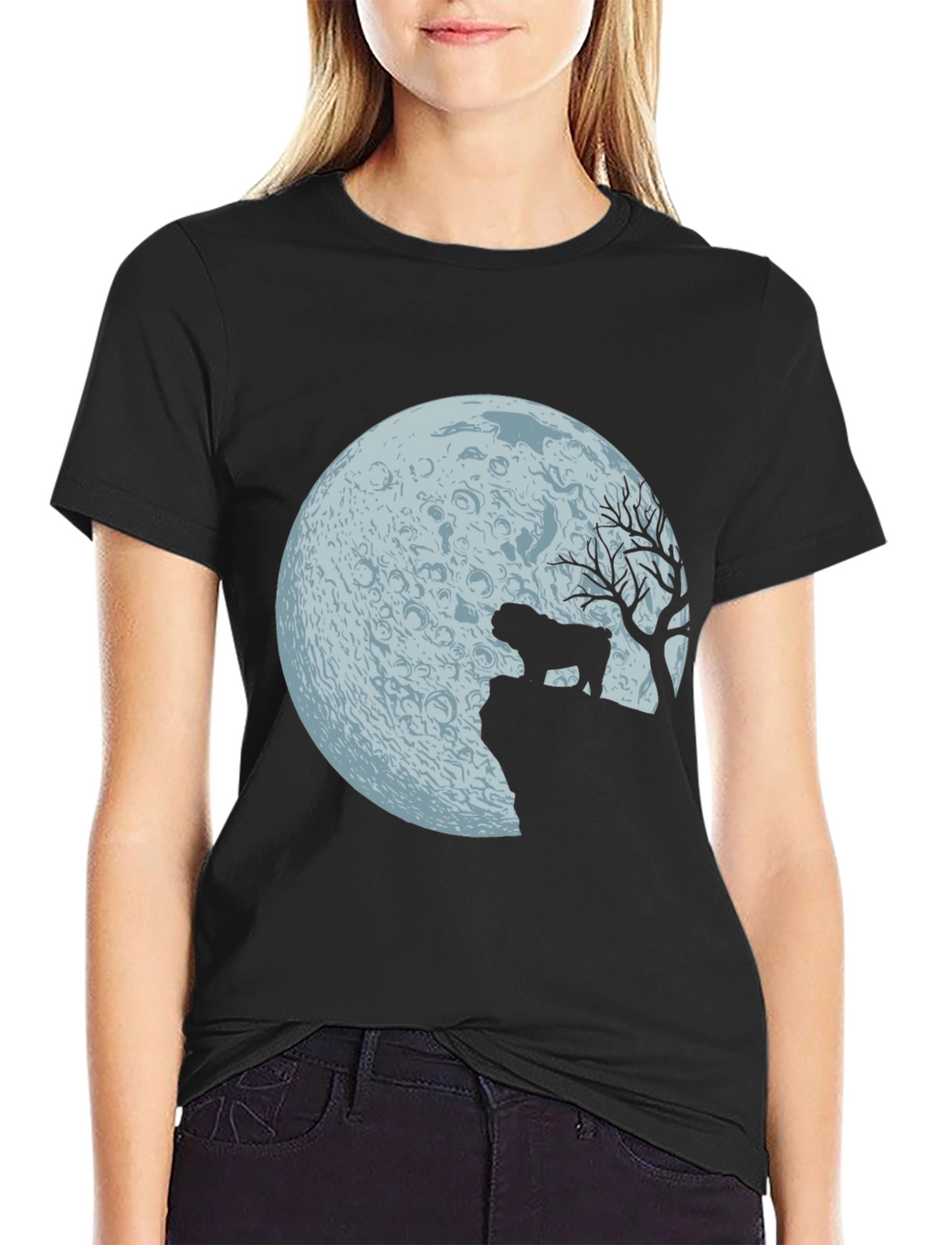 Bulldog Moon Silhouette Graphic Tee