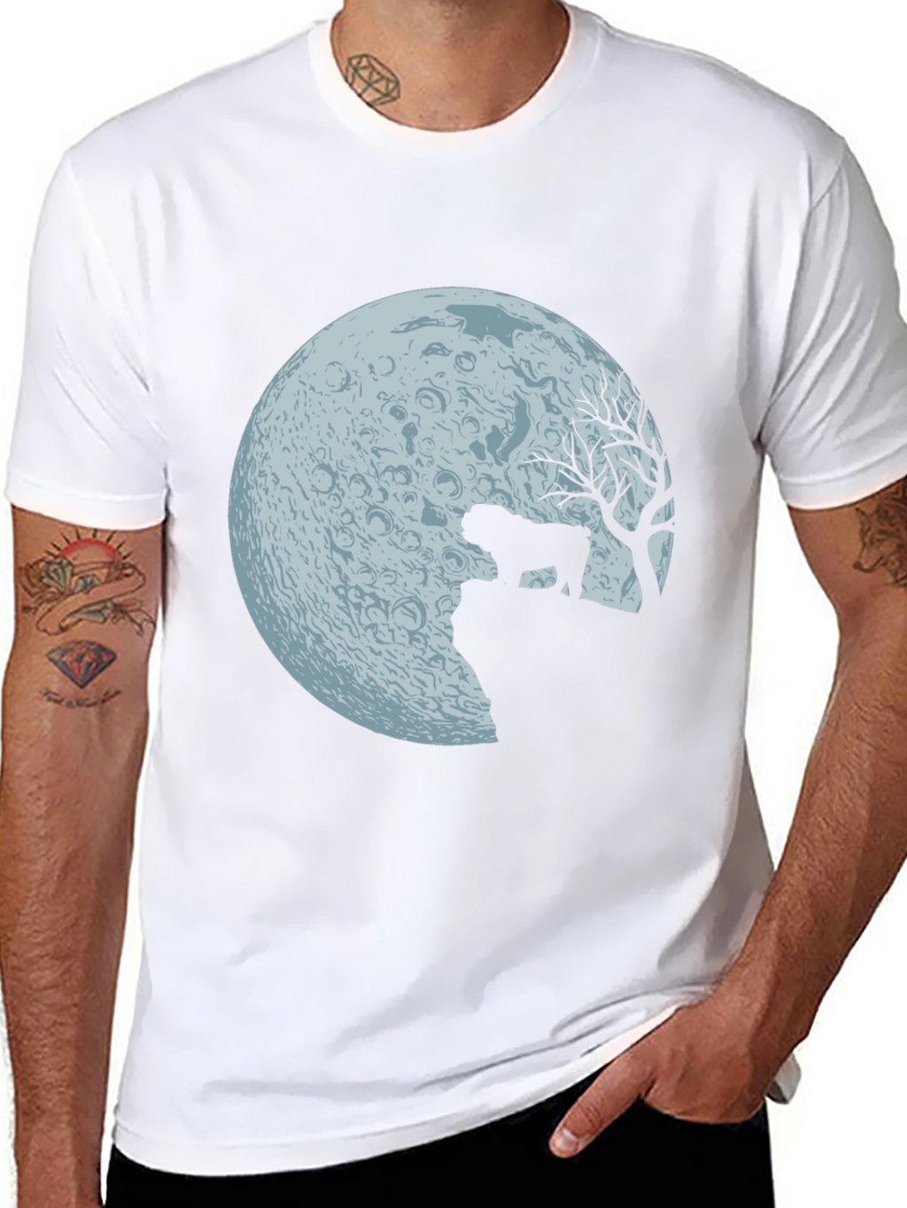 Bulldog Moon Silhouette Graphic Tee