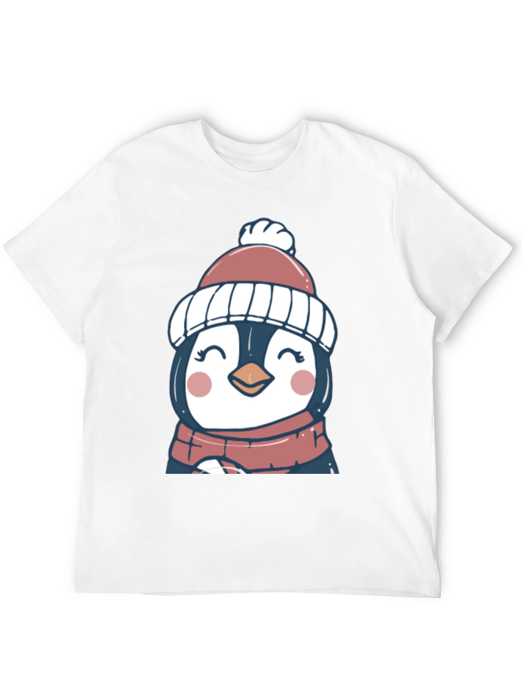 Cute Winter Penguin Graphic Tee - Soft Black T-Shirt