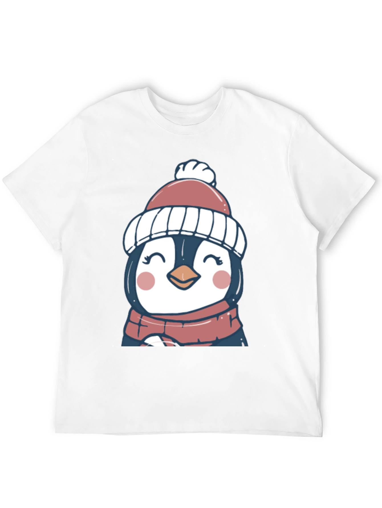 Cute Winter Penguin Graphic Tee - Soft Black T-Shirt
