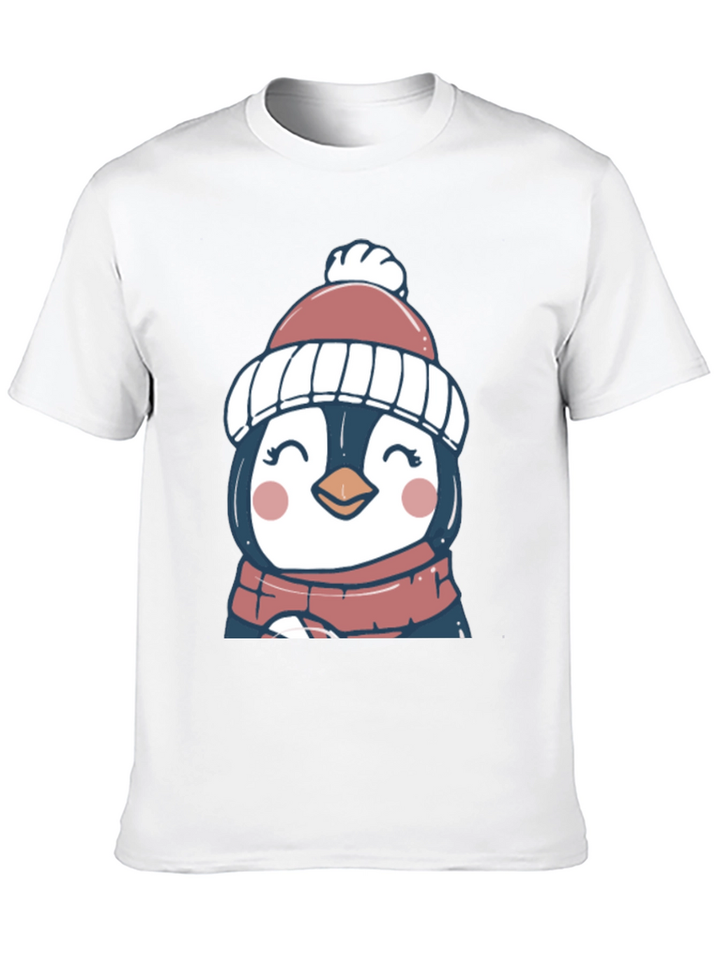Cute Winter Penguin Graphic Tee - Soft Black T-Shirt