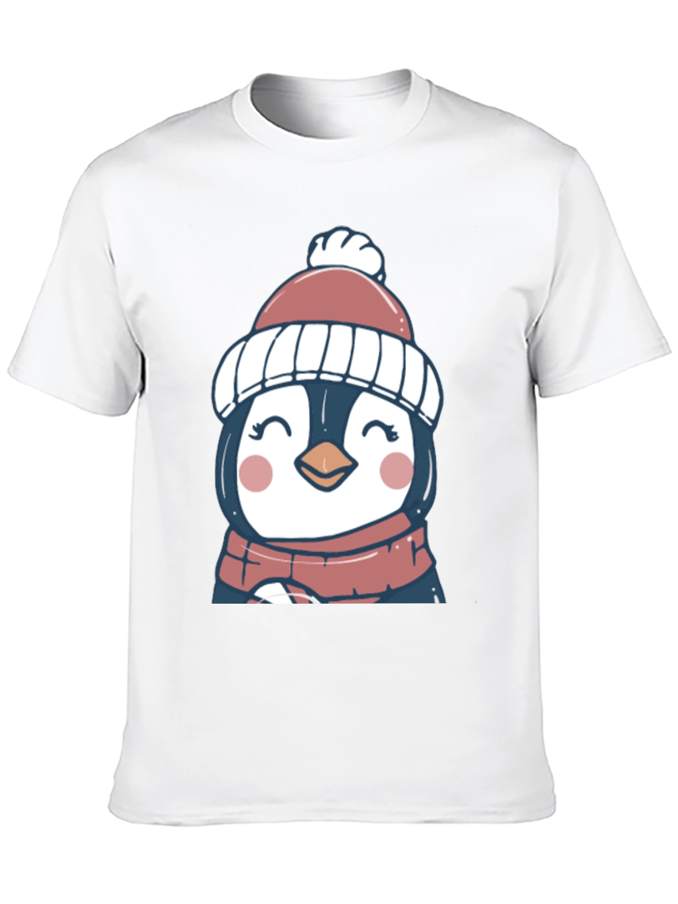 Cute Winter Penguin Graphic Tee - Soft Black T-Shirt