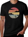 Retro Fishing T-Shirt - Sunset Fisherman Tee