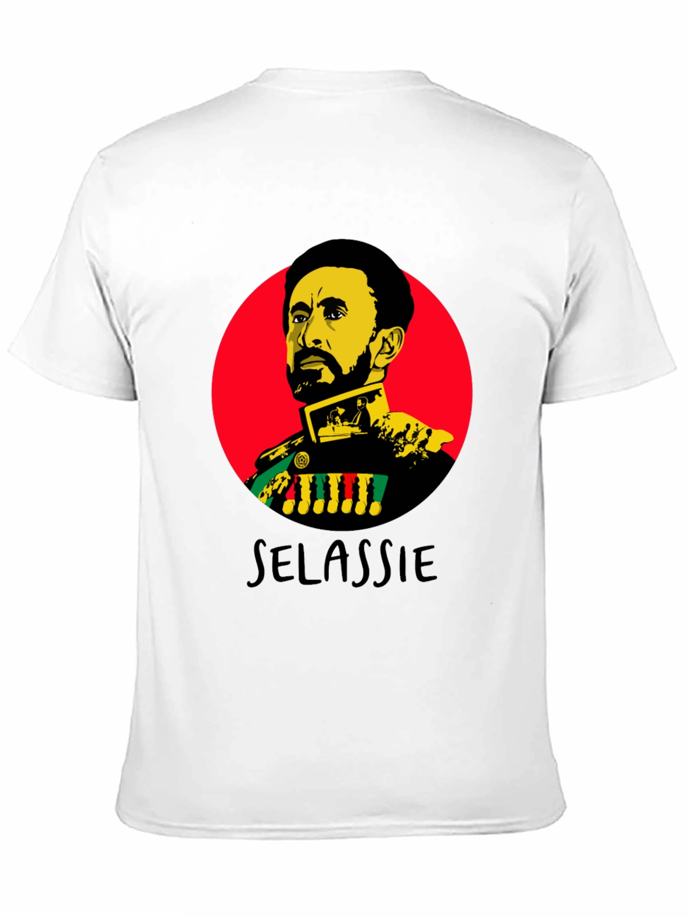 Haile Selassie Portrait Graphic Black T-Shirt