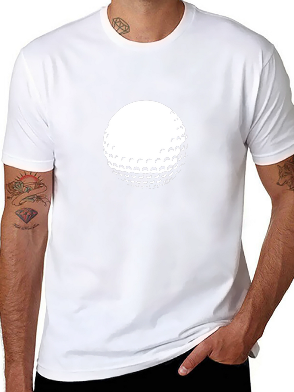 Golf Ball Graphic Tee - Black Cotton T-Shirt
