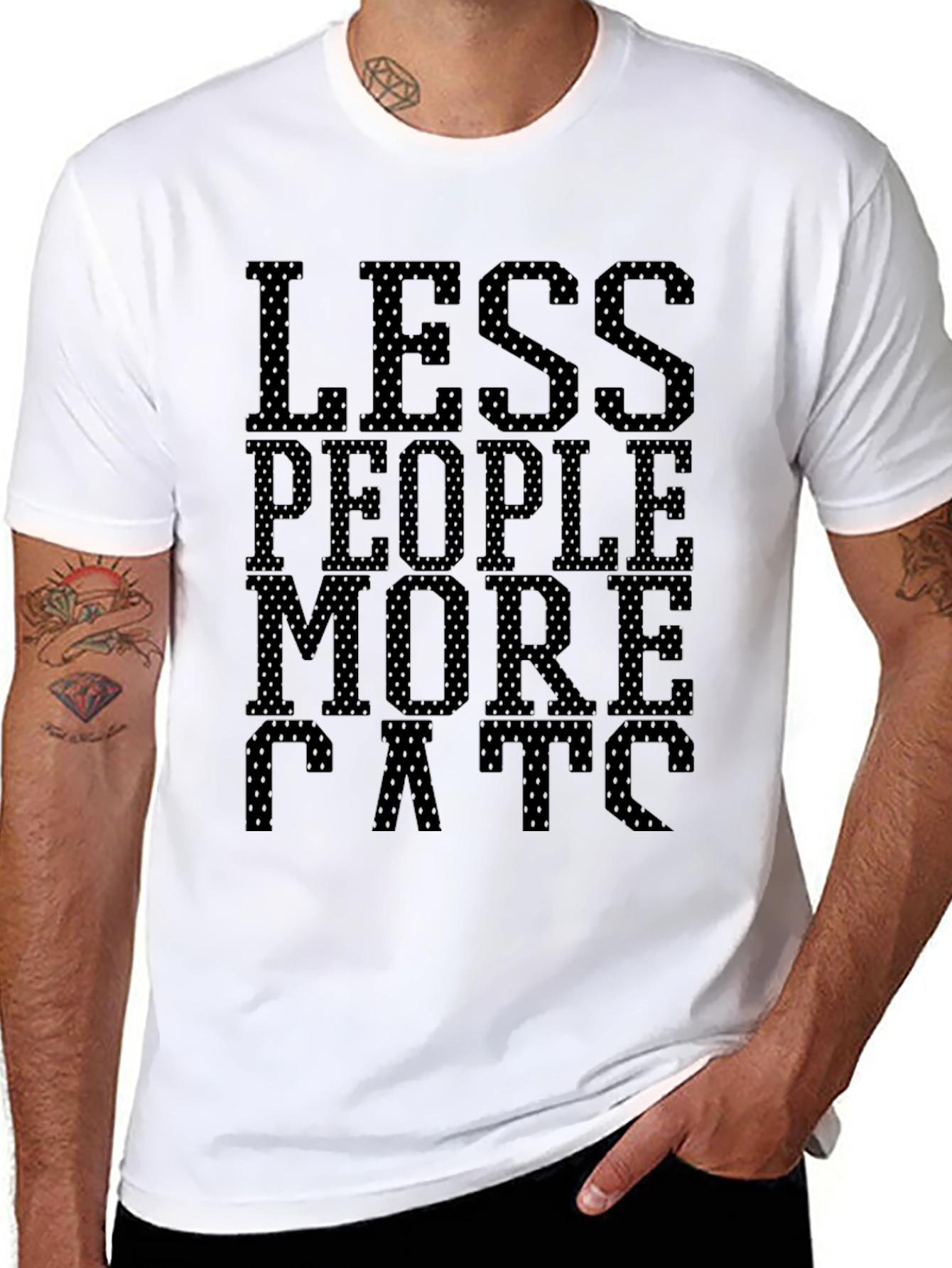 Less People More Cats Graphic T-Shirt - Black