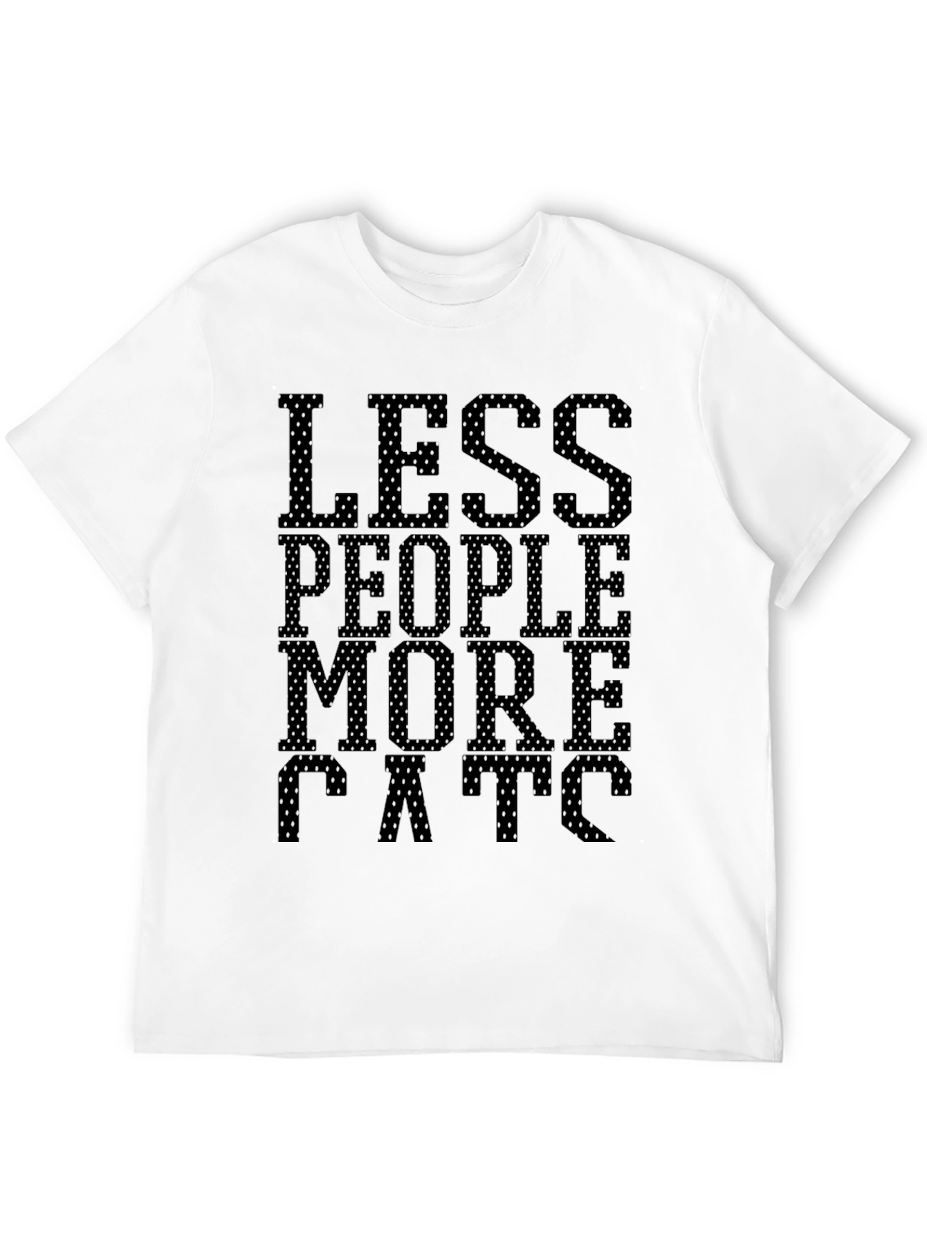 Less People More Cats Graphic T-Shirt - Black