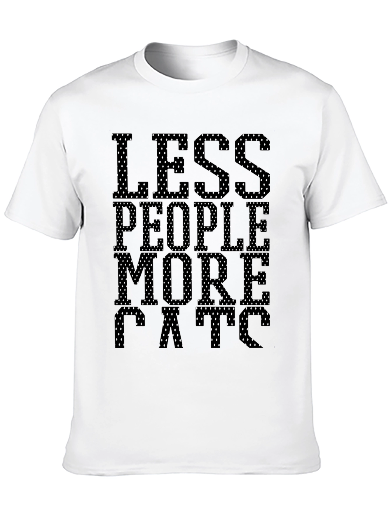 Less People More Cats Graphic T-Shirt - Black