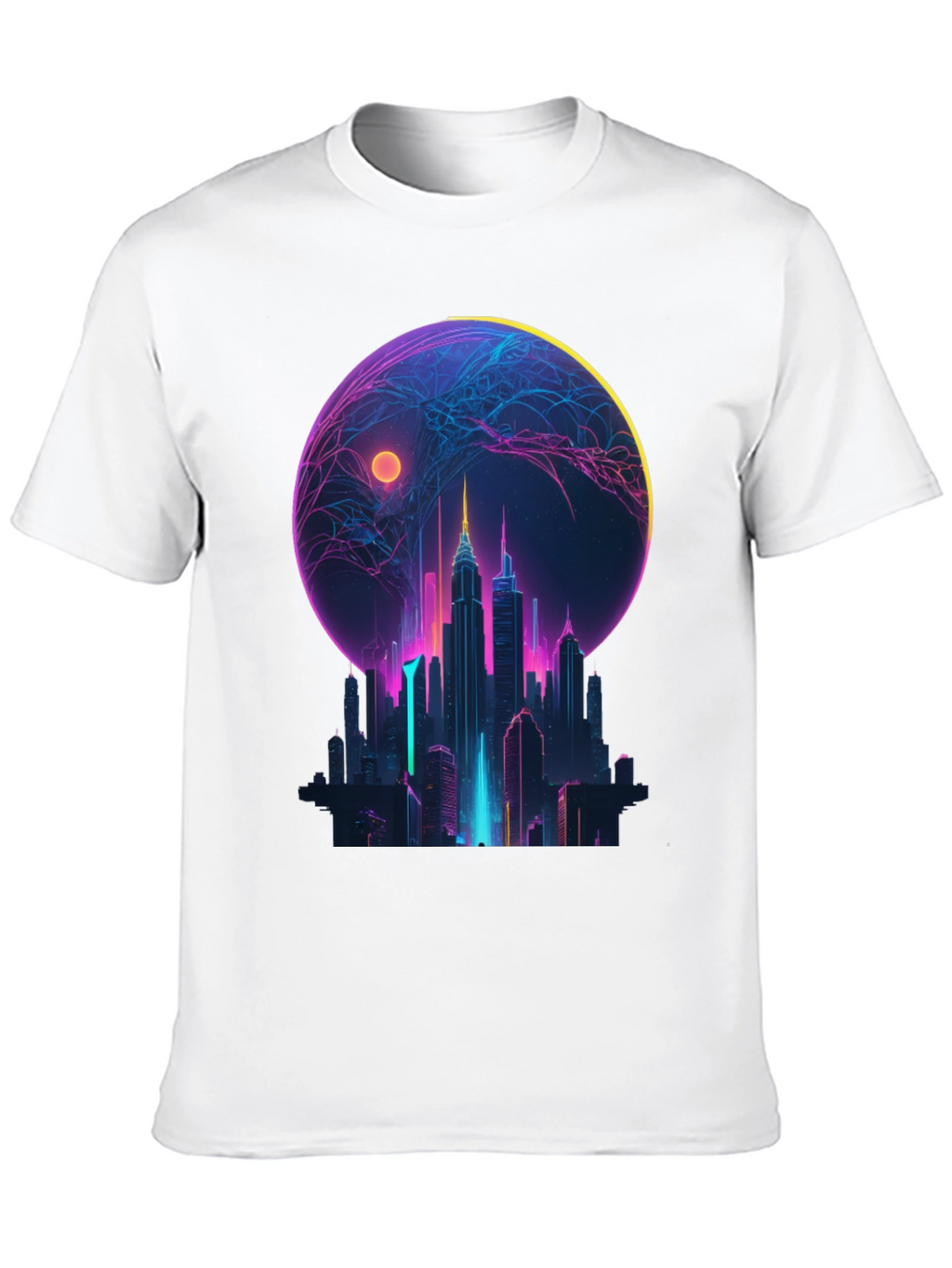 Neon Cityscape Graphic T-Shirt