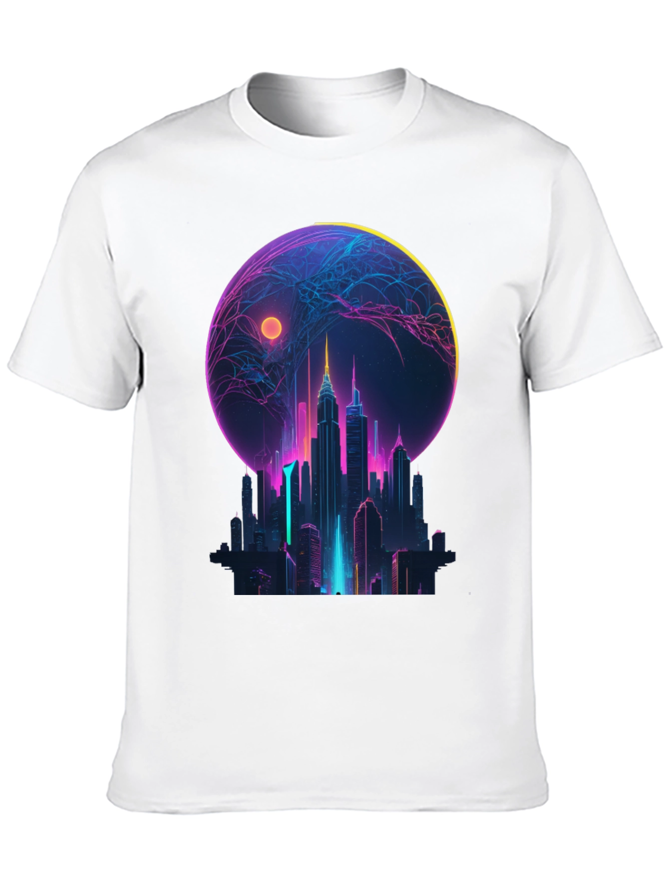 Neon Cityscape Graphic T-Shirt