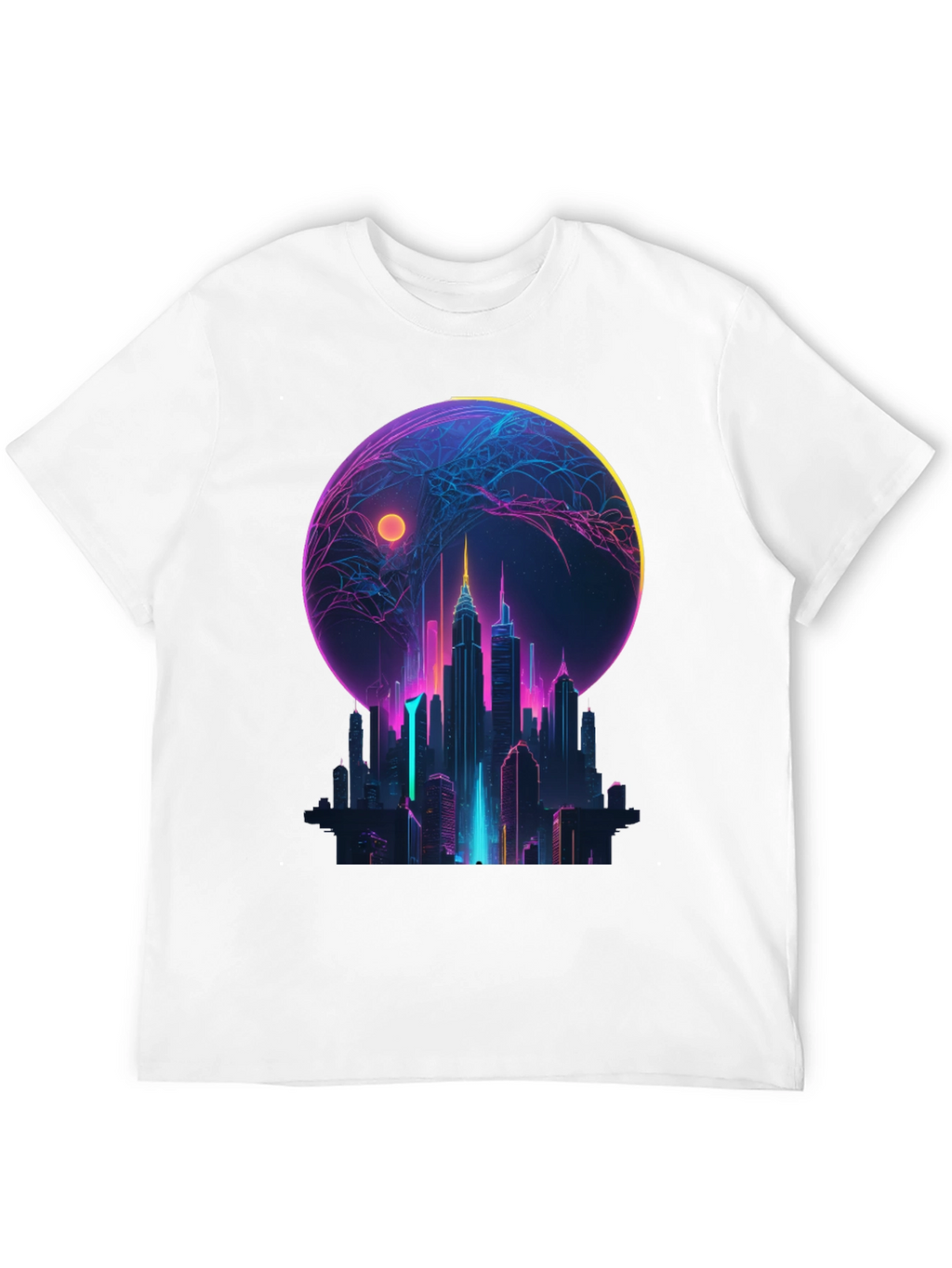 Neon Cityscape Graphic T-Shirt