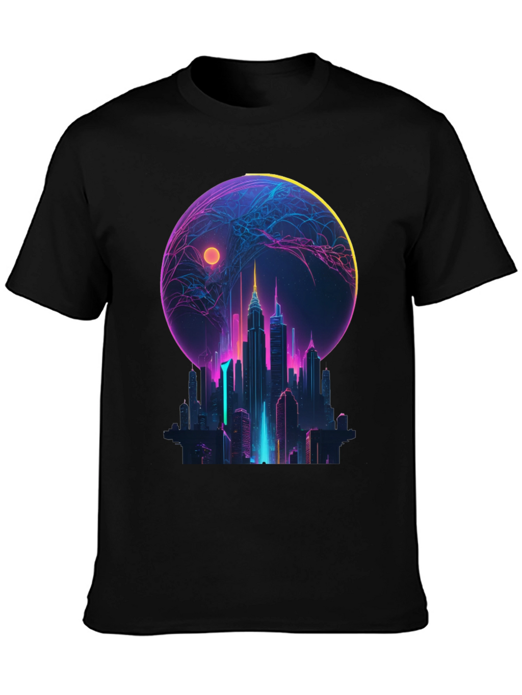 Neon Cityscape Graphic T-Shirt
