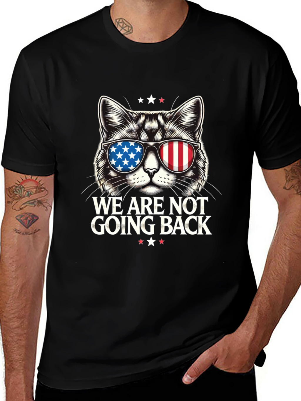 Patriotic Cat T-Shirt - We Are Not Going Back