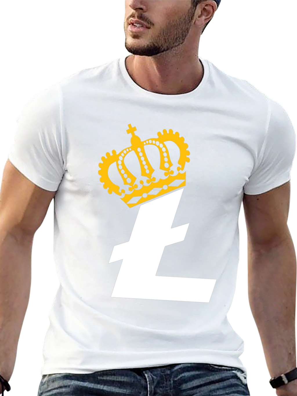 Crowned Litecoin Crypto Tee - Black Cotton T-Shirt