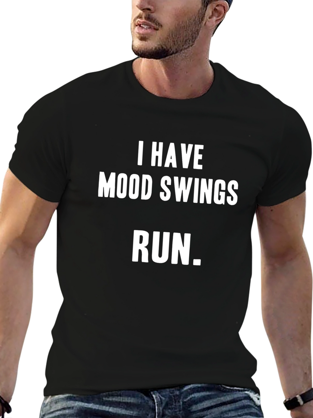 Humorous Mood Swings Graphic Tee - Black