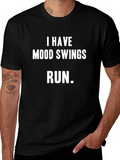 Humorous Mood Swings Graphic Tee - Black