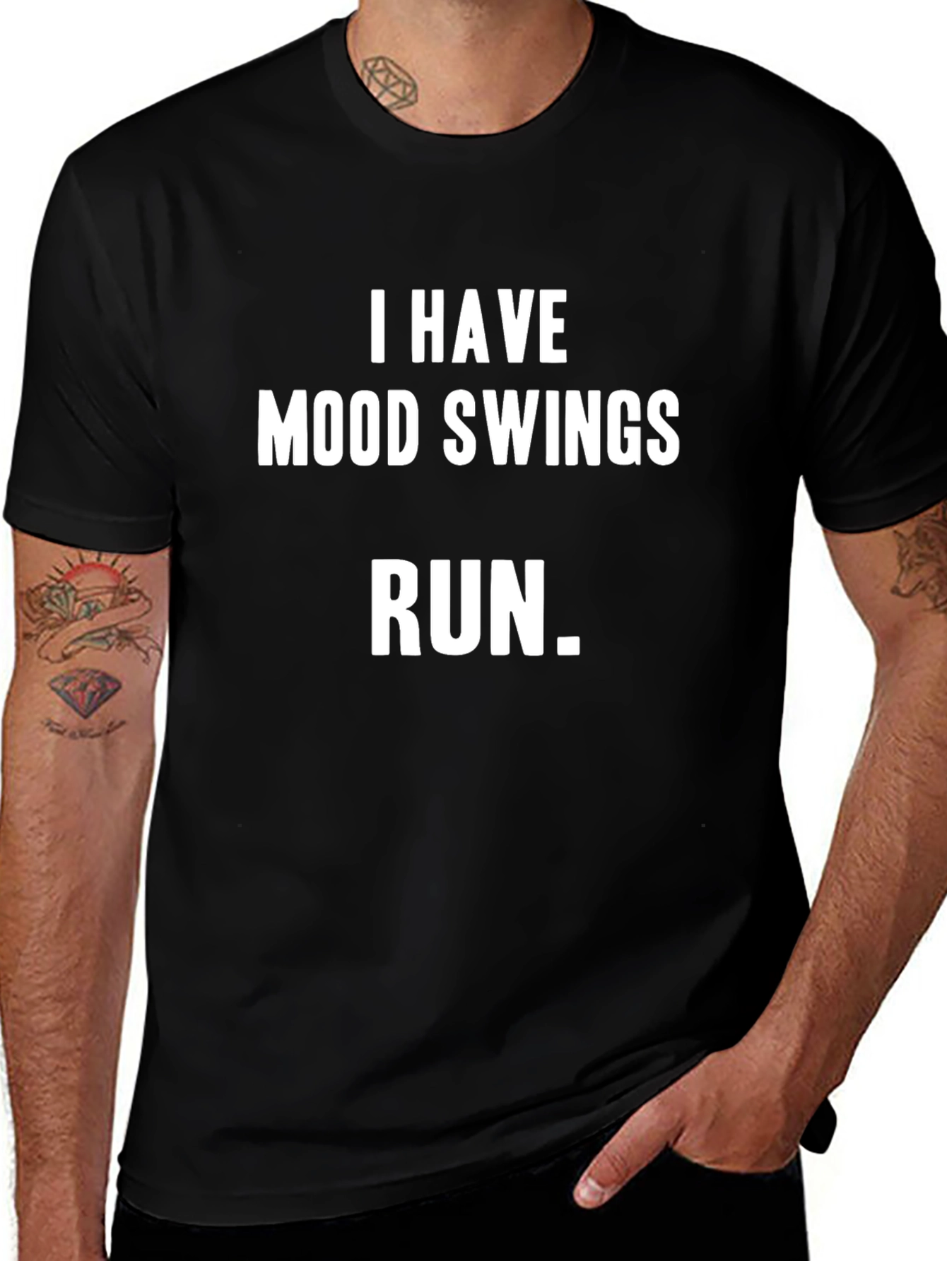 Humorous Mood Swings Graphic Tee - Black