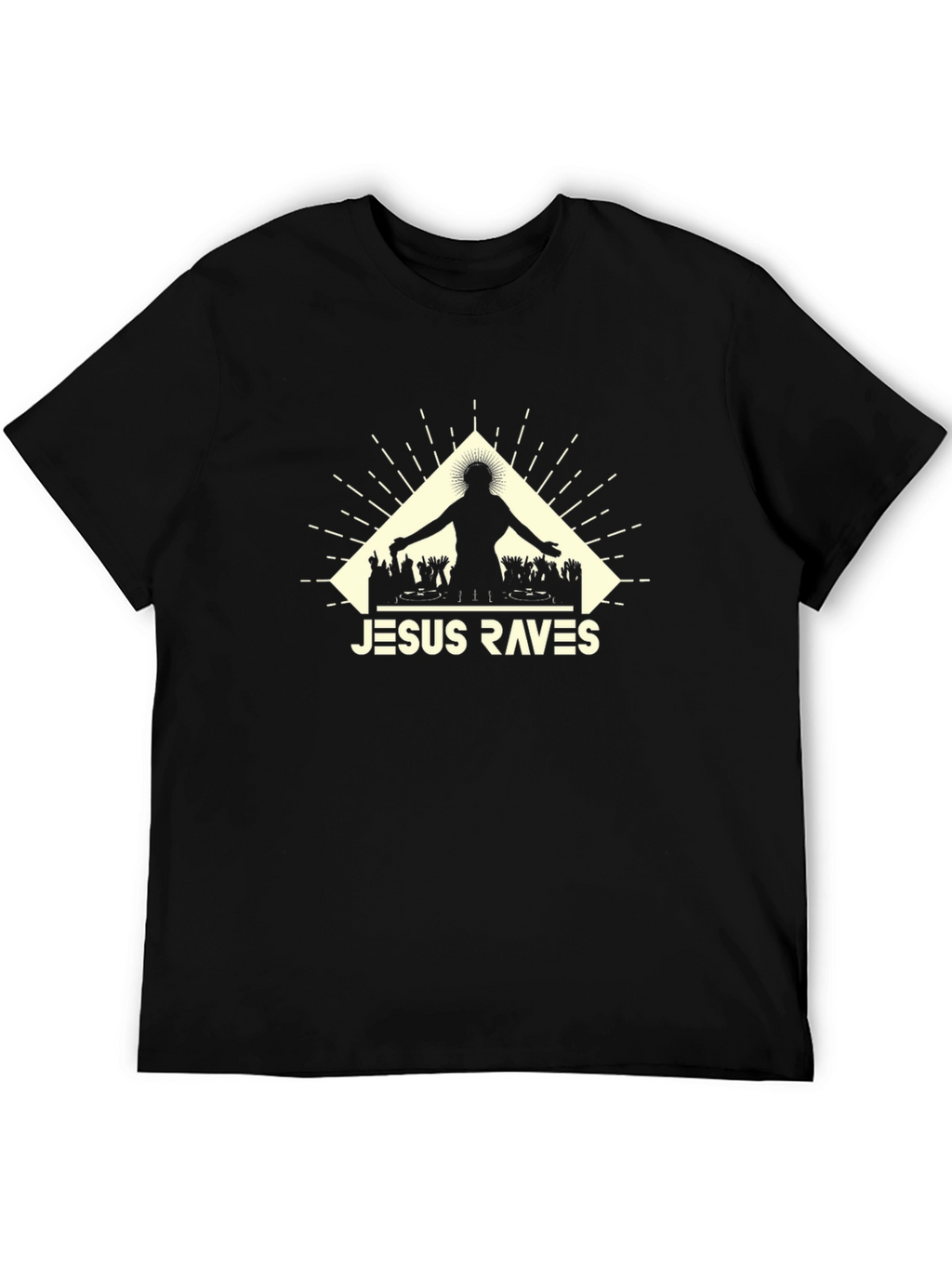 Jesus Raves Graphic Tee - Black Cotton T-Shirt