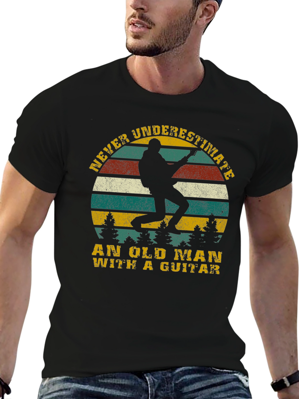 Old Man Guitar T-Shirt - Never Underestimate!