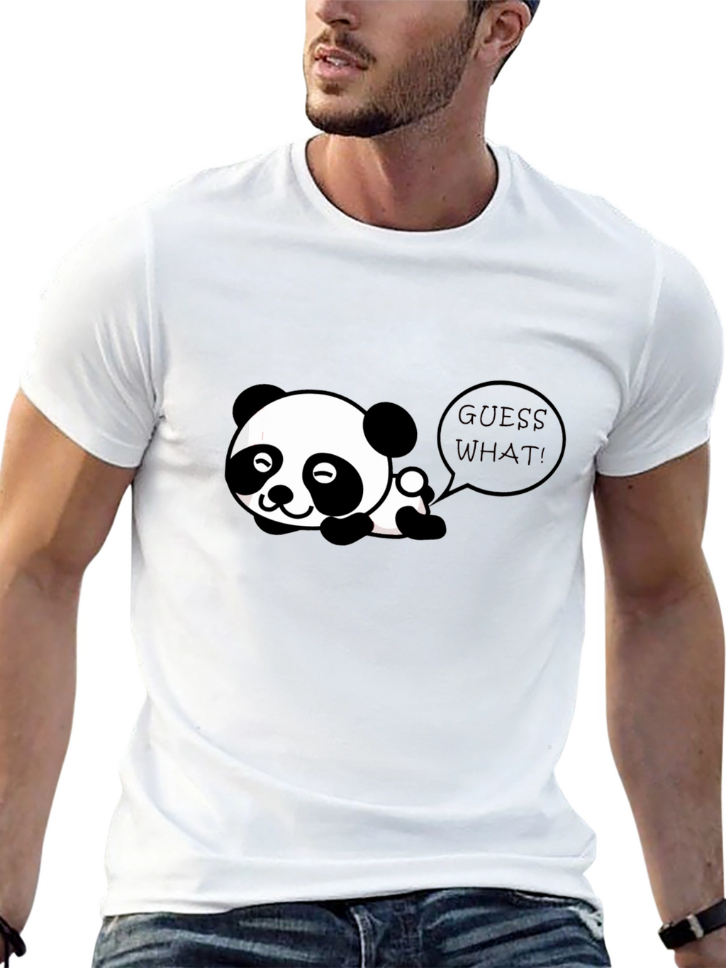 Cute Panda Guess What! Black T-Shirt