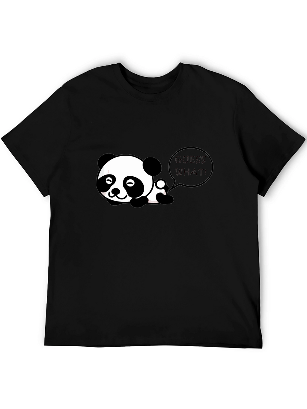 Cute Panda Guess What! Black T-Shirt