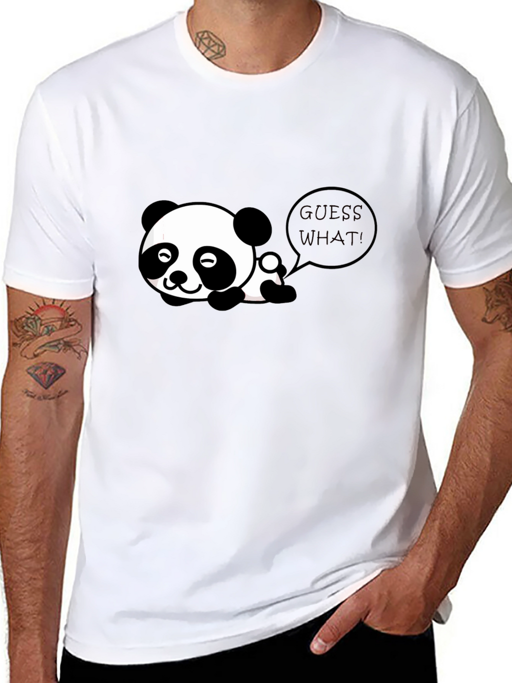Cute Panda Guess What! Black T-Shirt