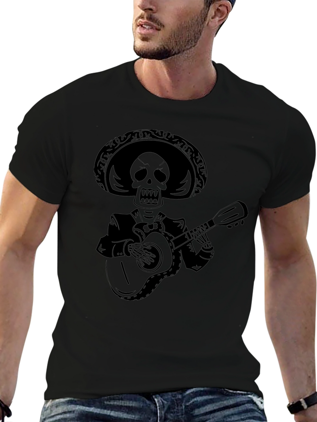 Skeleton Mariachi Black T-Shirt