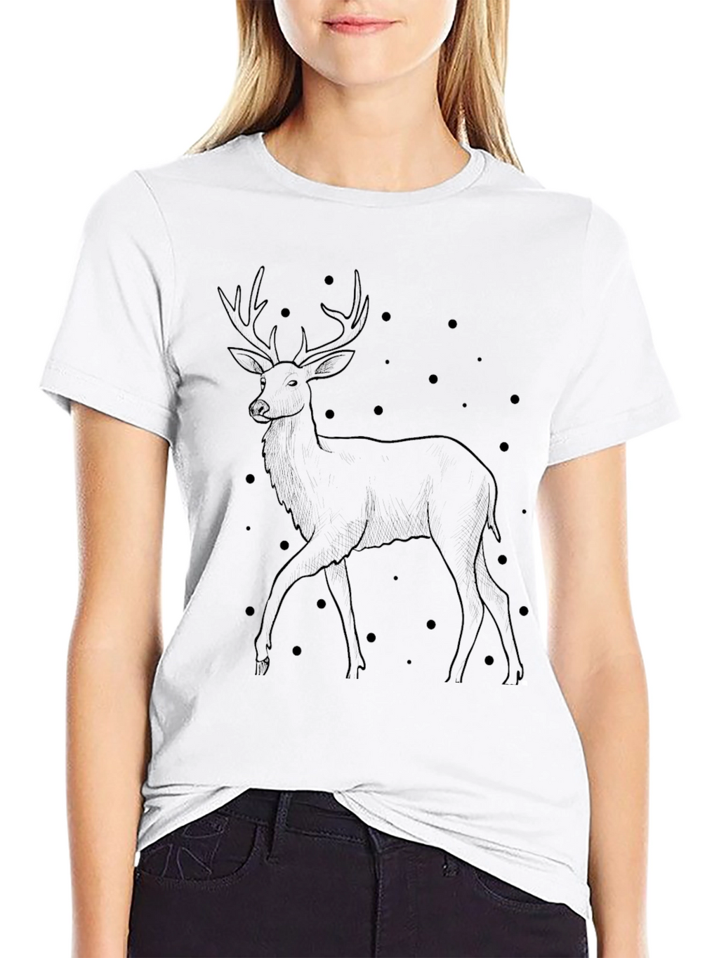 Mens Black Deer Graphic T-Shirt