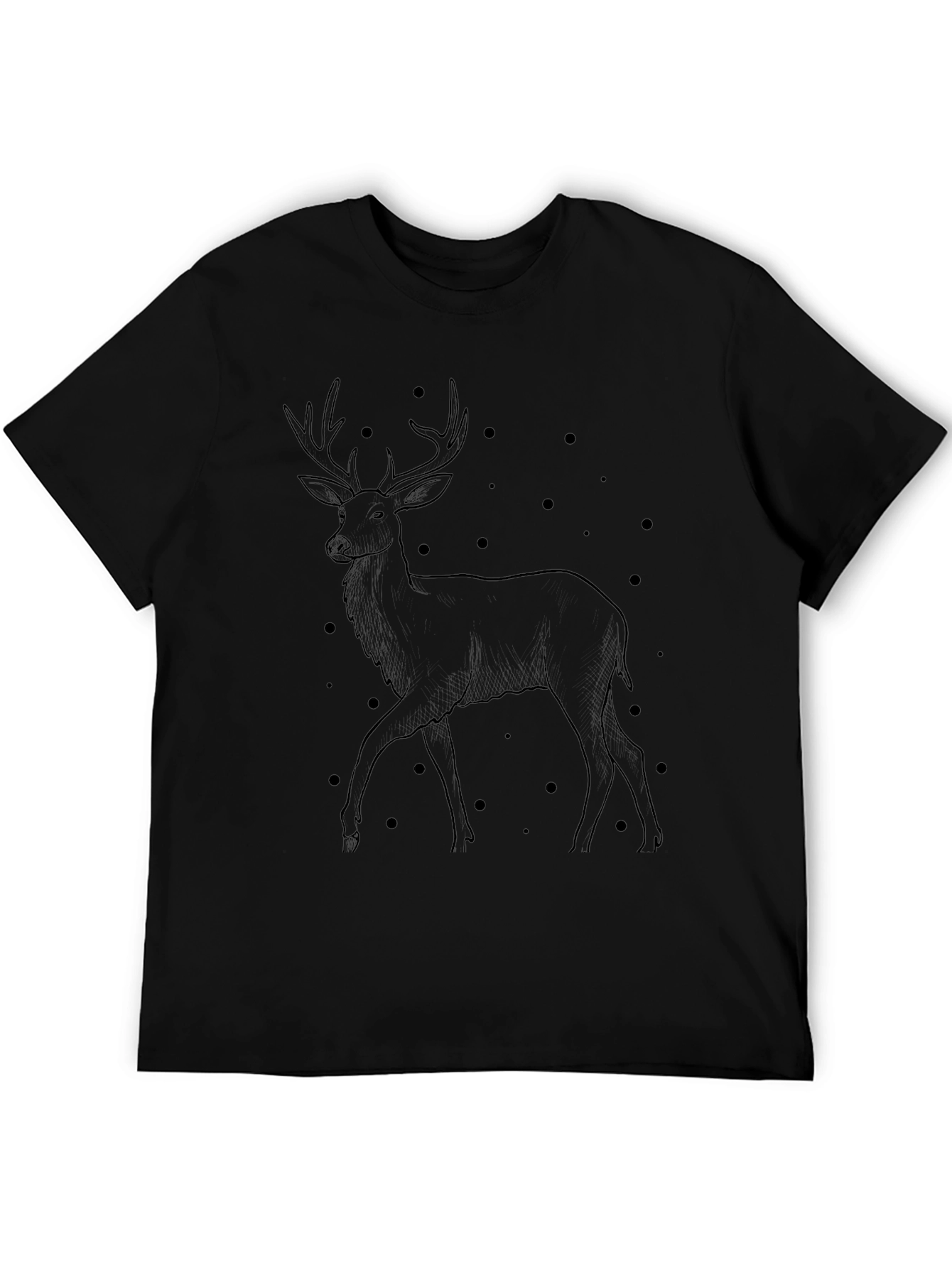 Mens Black Deer Graphic T-Shirt