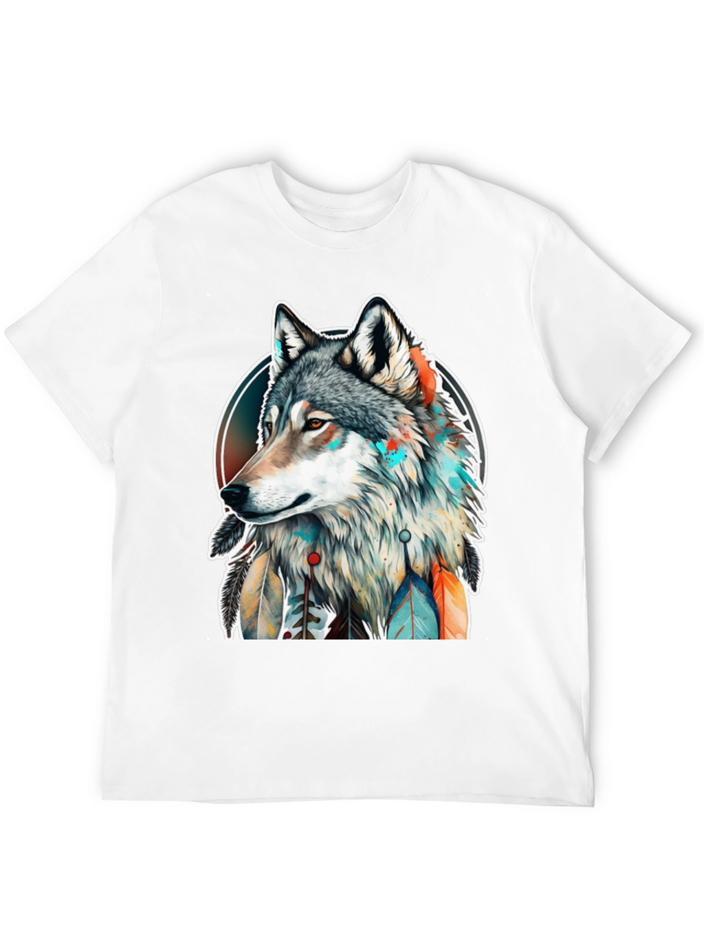 Wolf Spirit Graphic Tee - Artistic Dreamcatcher Design